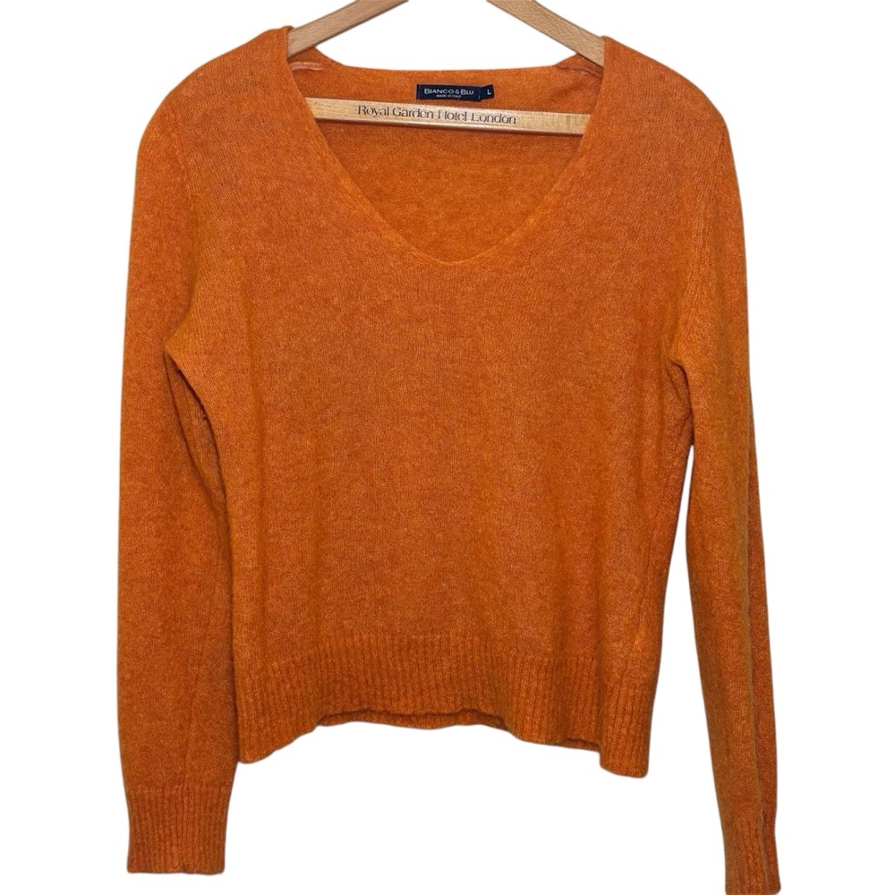 Bianco & Blu Orange Wool Mohair Blend Sweater made in Italy. Women’s Large